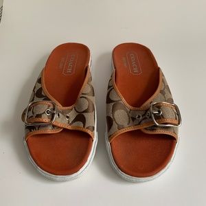 Coach "Bonny" Canvas Slip-On Slides / Sandals